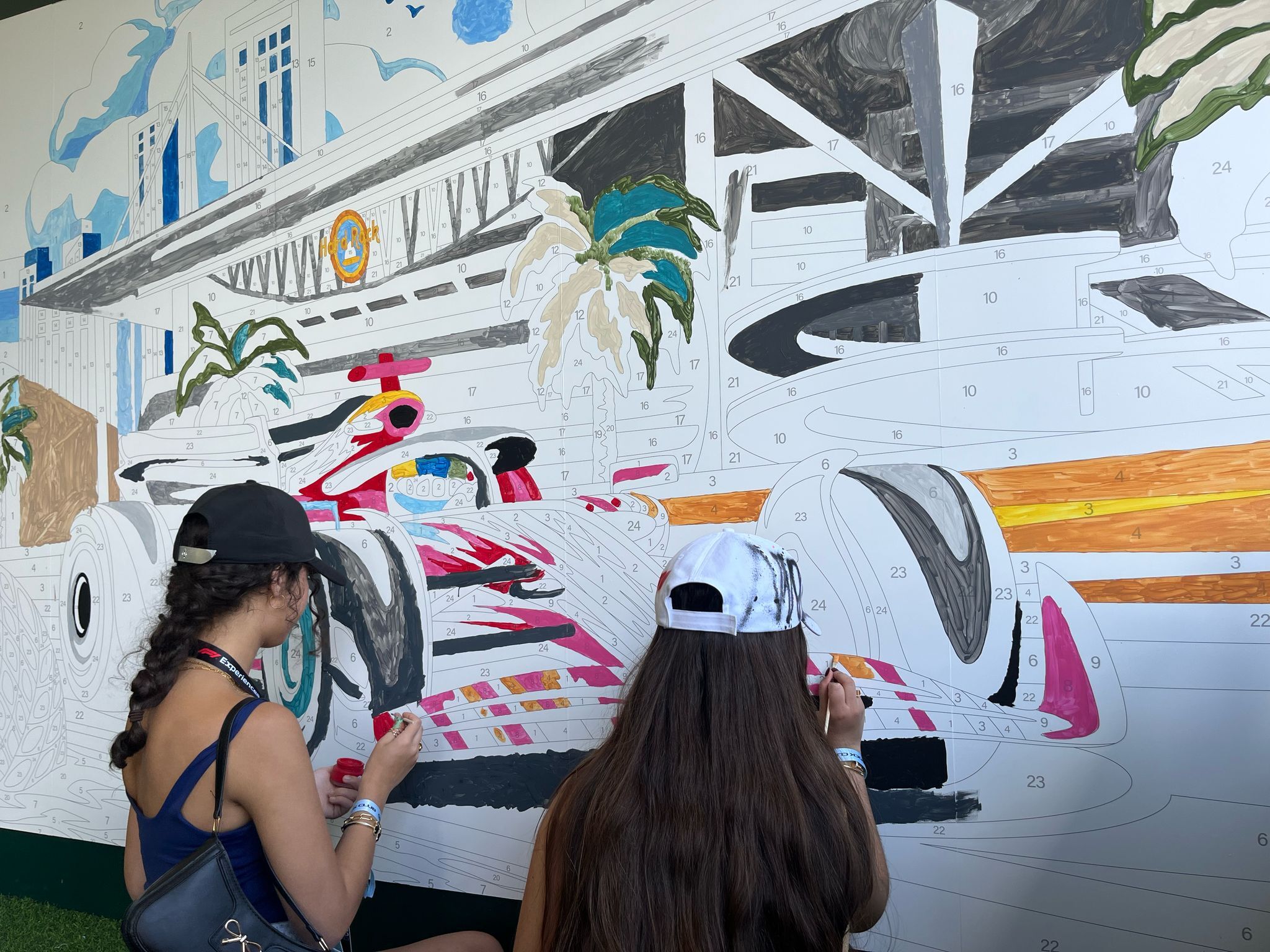 Guests painting a large Paintable Pictures mural