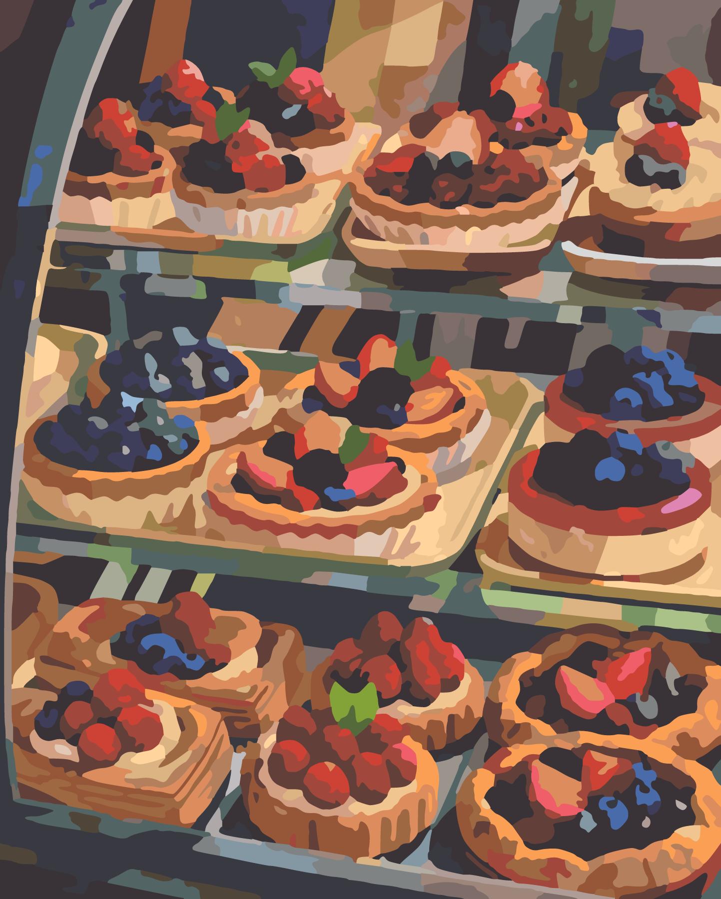 Berry Pastry Display paint by number design