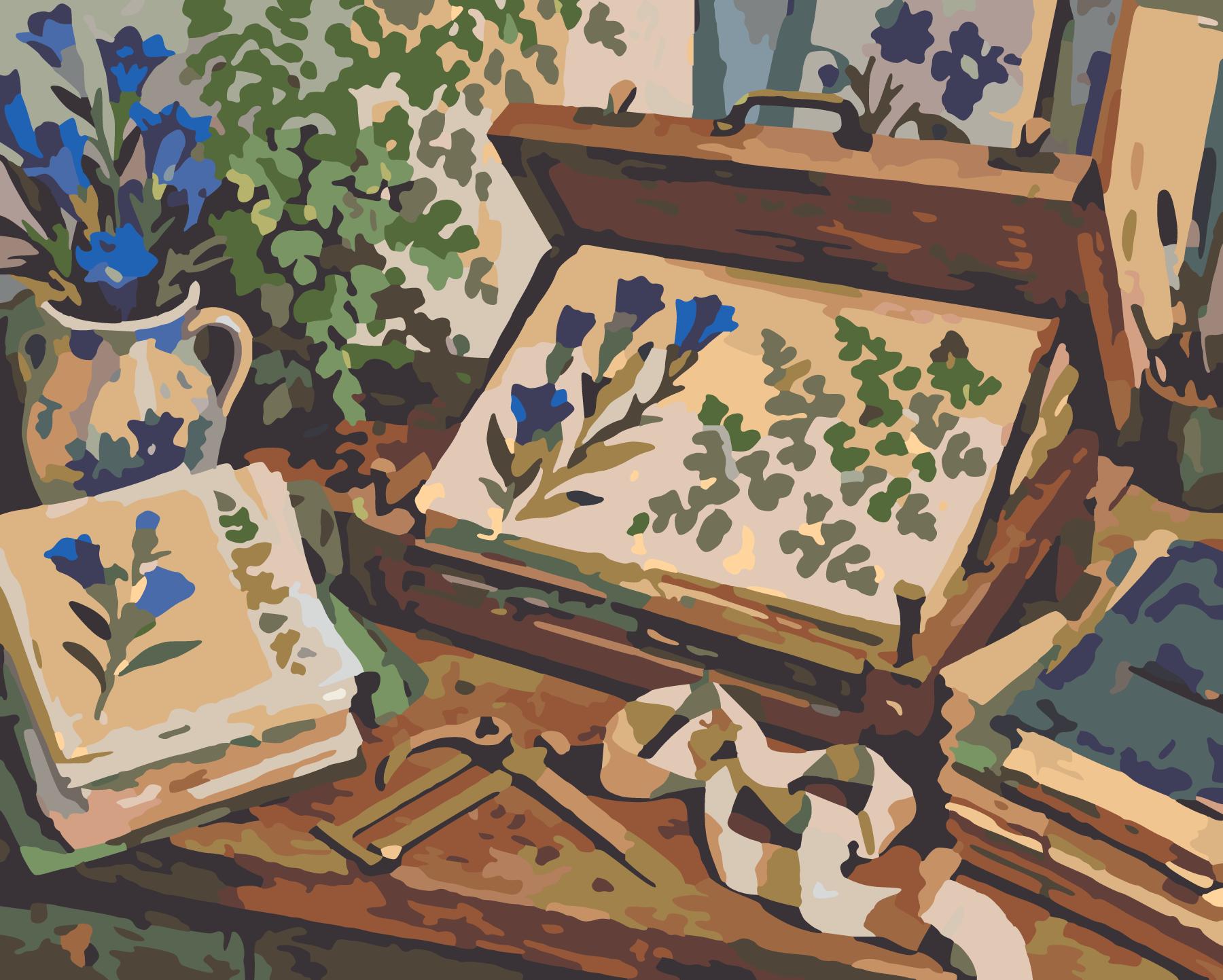 Botanical Press Table With Alpine Ferns paint by number design