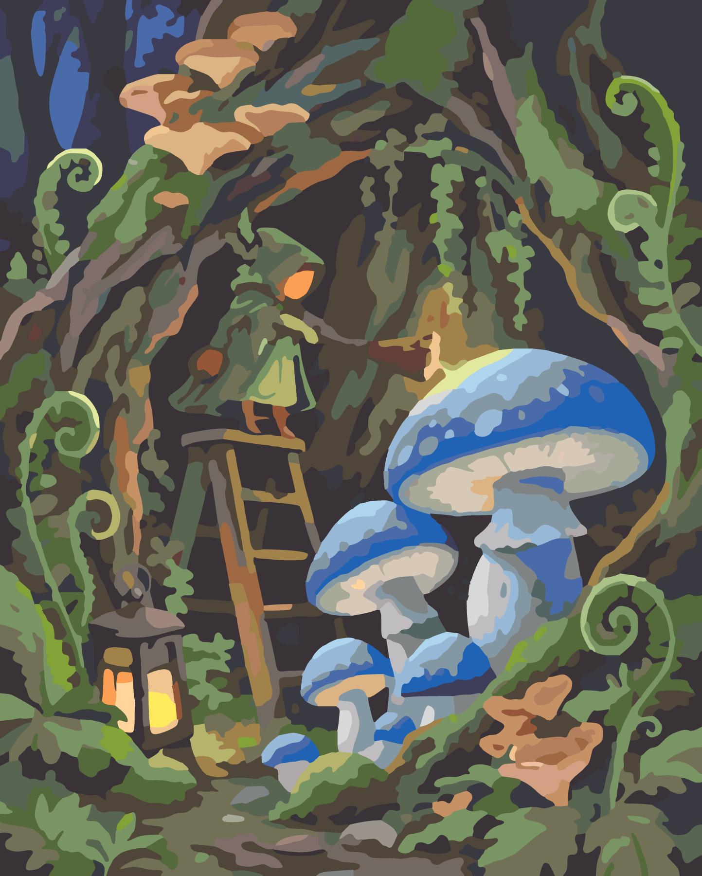 Brushing Glow Pollen On Giant Forest Toadstools paint by number design