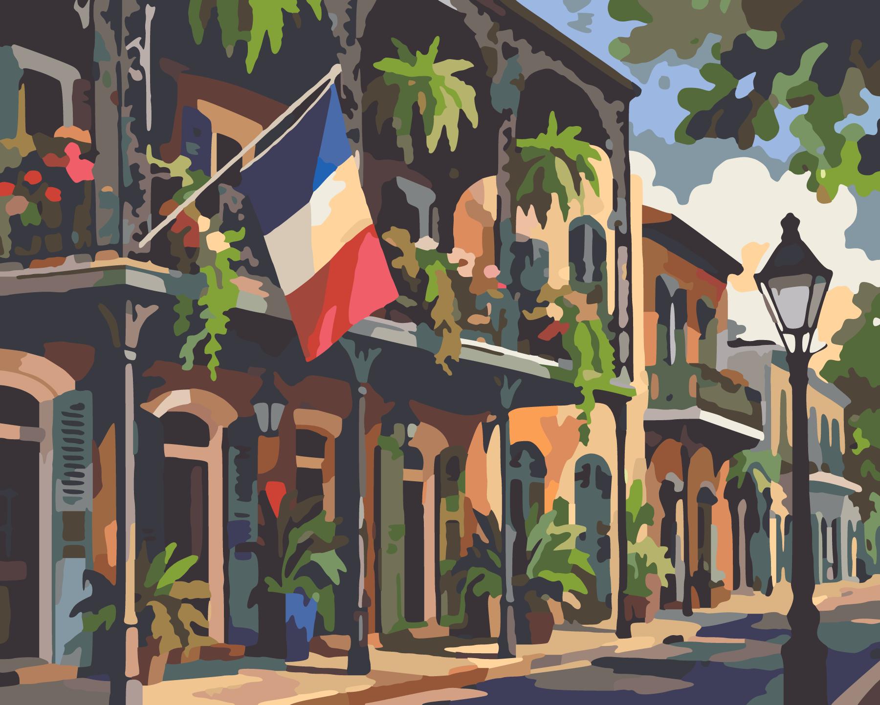 French Quarter Balconies paint by number design