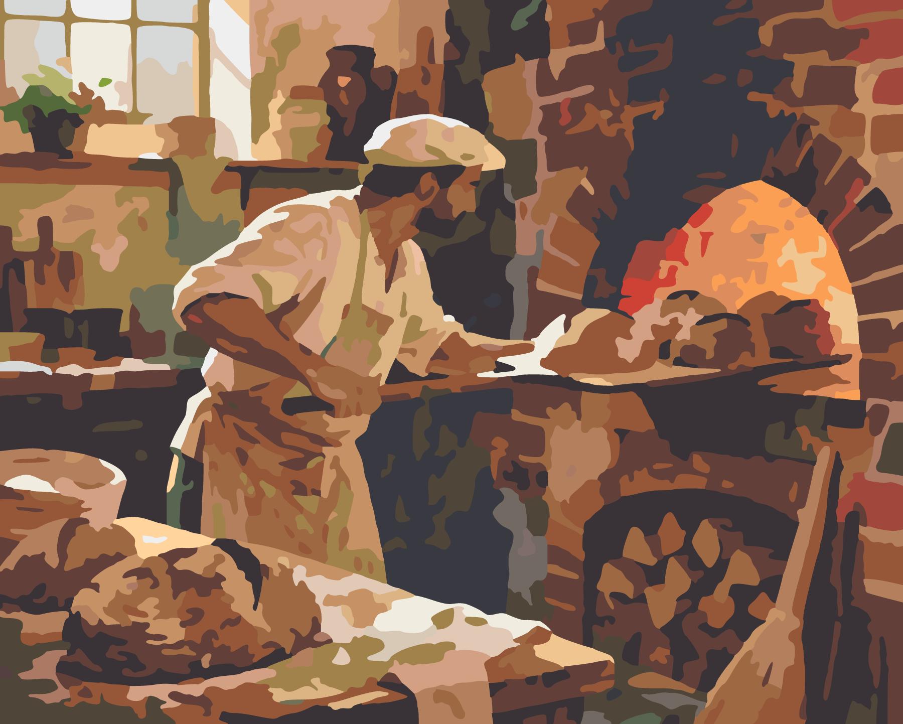 Morning Bread Baker At The Woodfired Oven paint by number design